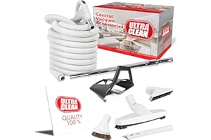 ULTRA CLEAN Central Vacuum Hardwood Accessory Kit- Low-Voltage Light-Weight 24VCrush-Proof Hose with ON/Off Switch Swivel Han