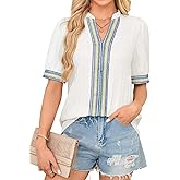 Falechay Womens Summer Tops Short Sleeve Lace V Neck Shirts Business Casual Flowy Boho Blouses Dressy Work Outfit Trendy 2025