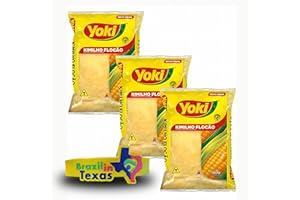 Farinha de Milho Brasileira Kimilho Yoki Flocao 500g | Pack of 3x500g | Brazilian Cornflour + Silicone Bracelet Souvenir | Brazil in Texas | Bundle