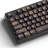 MOA Profile Wood Grain PBT Keycaps, Retro Walnut Textures Custom Keycaps | XVX 130-Key Dye Sublimation PBT Keycaps with Key Puller For 61/64/75/84/87/104/108 Layout