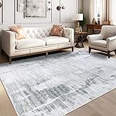 Famibay 5x8 Abstract Living Room Rug, Machine Washable, Low Pile, Neutral, Non Slip, Rubber Backed for Bedroom, Dining Room (