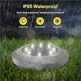 Torchtree 2023 Solar Ground Lights 4 Pack Bright White Disk Pathway Decking Lawn view 4