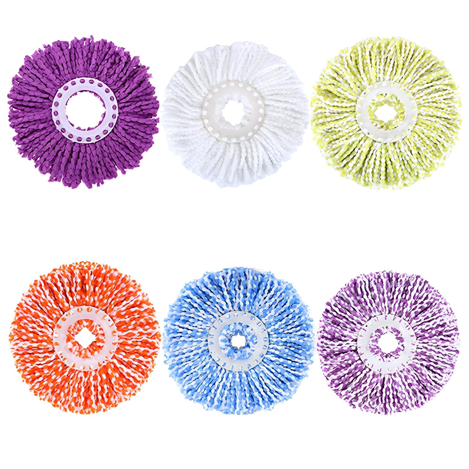 Photo 1 of ***MISSING 2***YOQXHY 6 Pack Spin Mop Replacement Heads, (6.3 Inch,Round) Microfiber Mop Refills Compatible with Hurricane, Mopnado, Casabella, Magic and Other 360 Spin Mop Systems, (6 Colors)
