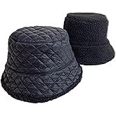 BW Brands Ladies Reversible Quilted Sherpa Bucket Hat (Black)