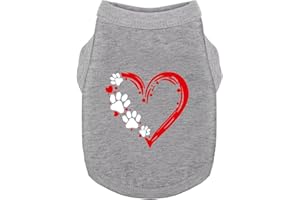 PAIAITE Discover Cozy Sleeveless Canine Wear: Soft, Lightweight, and Breathable Cotton Dog Shirt Featuring Heart and Paw Graphics. Vest Tank Top is Ideal for Small, Medium, and Large Breeds Grey M