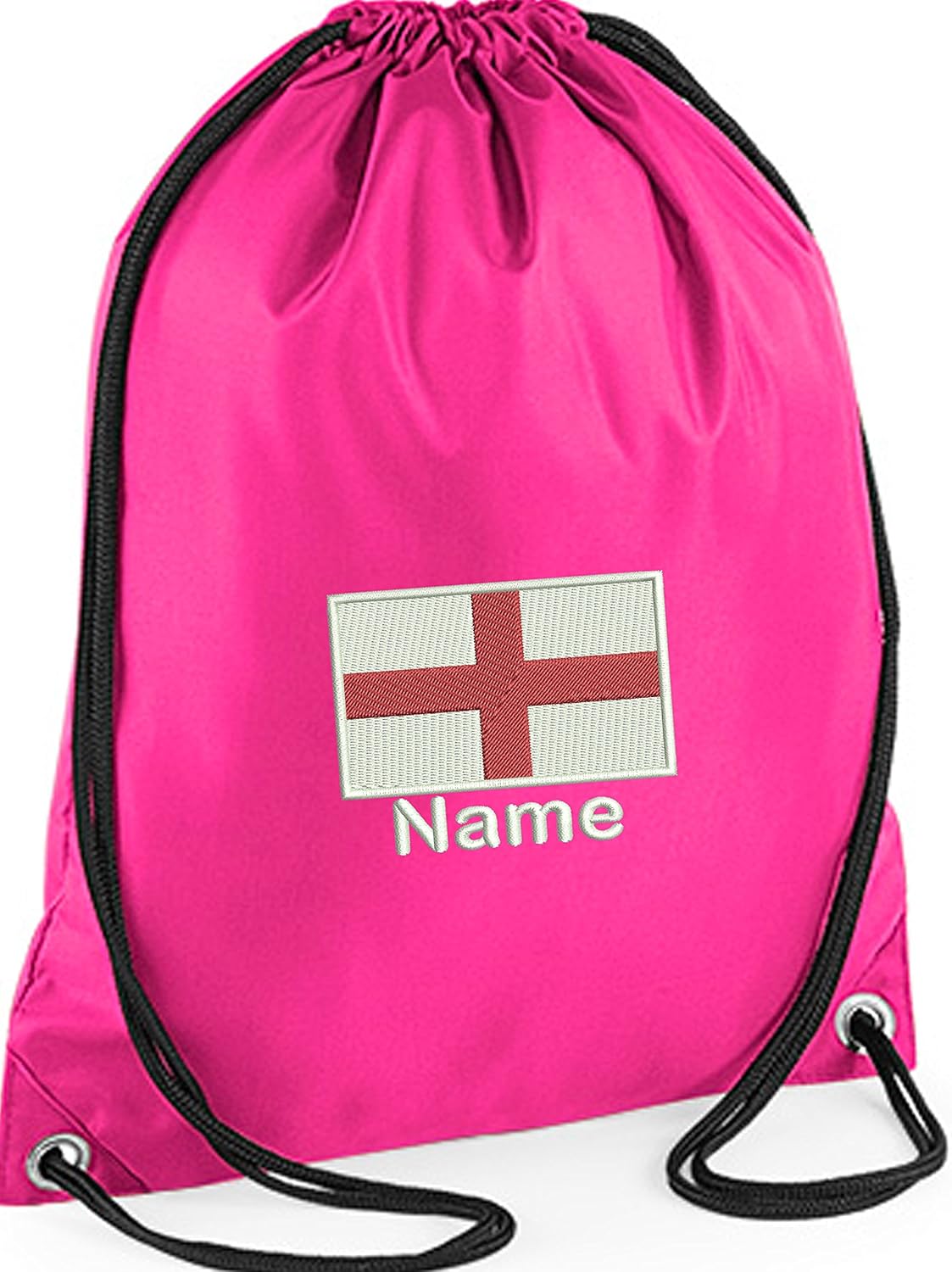 EMBROIDERED Personalised Drawstring GYM Bag/Sac with England Flag image