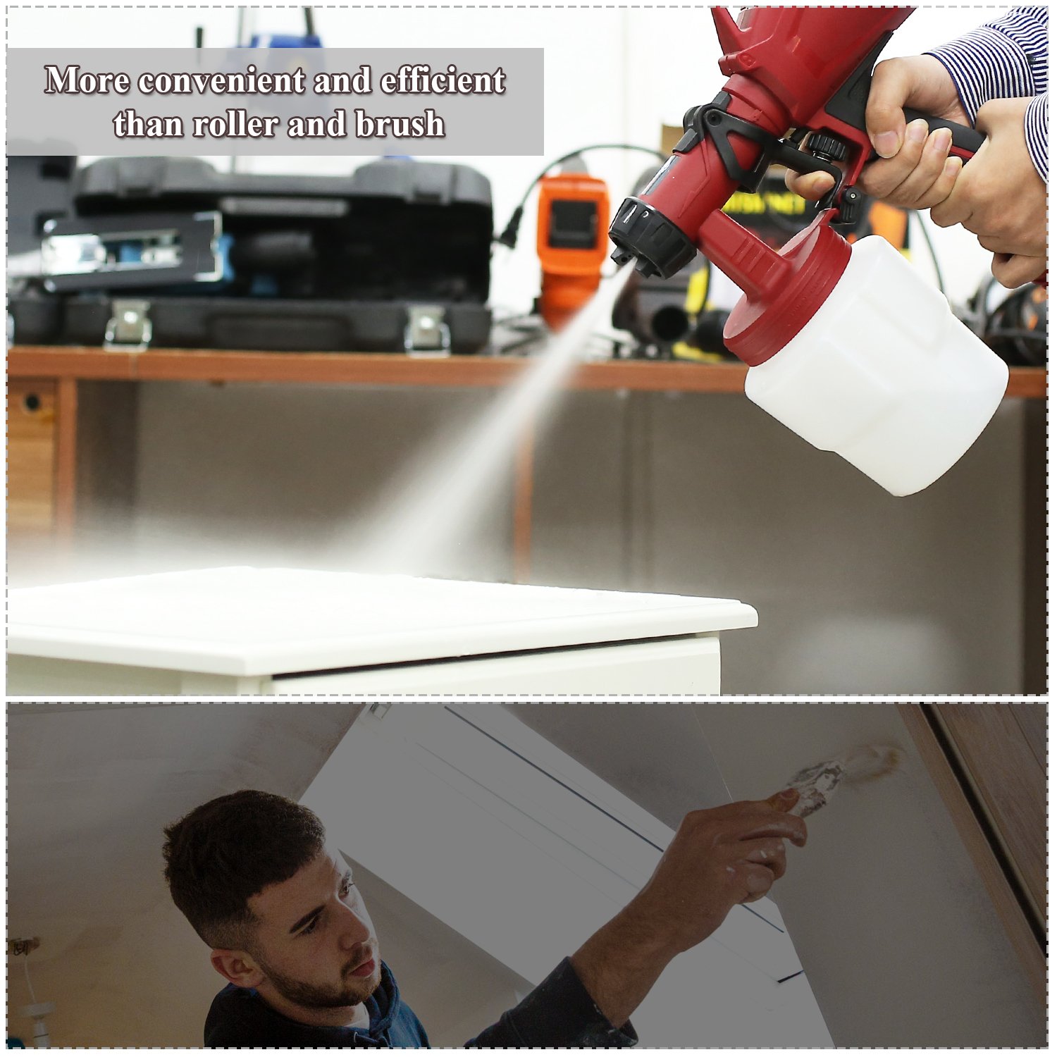 FIXKIT Paint Sprayer Power Painter, Electric Sprayer Gun with Three Spray Patterns, Professional HVLP Painting Tool with 1000ml Detachable Container for Spray Painting & Painting Projects