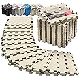 Gym Flooring Set - Interlocking EVA Soft Foam Floor Mat, 18 Pieces Puzzle Rubber Tiles Protective Ground Surface Protection, Play Workout Exercise Mats Underlay Matting Sports Pool Home Fitness Garage