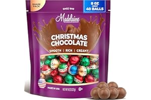 THE MADELAINE CHOCOLATE COMPANY Madelaine Milk Chocolate Christmas Ornament Balls – Individually Wrapped Holiday Chocolates for Kids – Christmas Candy Stocking Stuffers & Holiday Gift Basket Treats – 8 oz Bag (Approx. 40 Pieces)