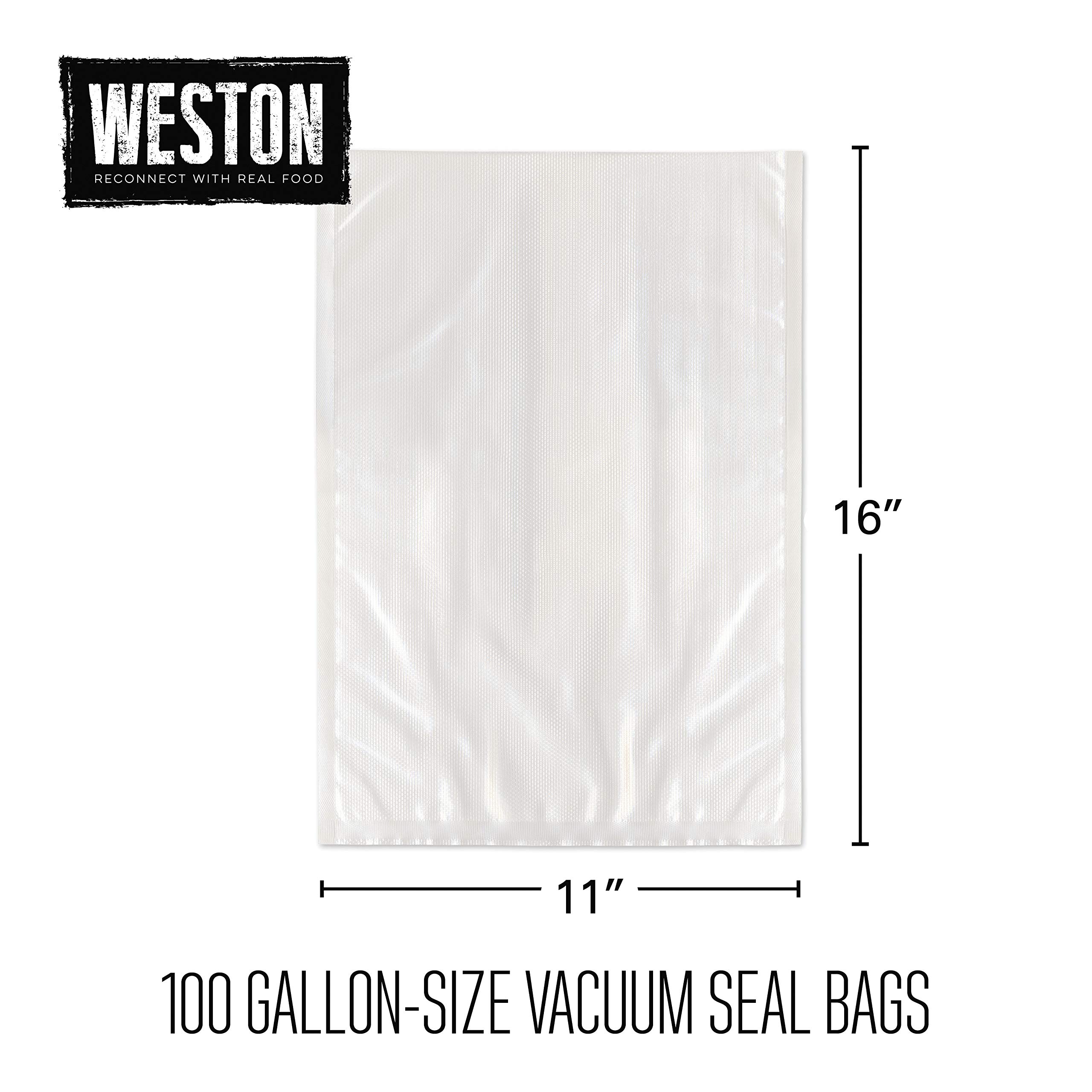 Weston Vacuum Sealer Bags, 2 Ply 3mm thick, for NutriFresh, FoodSaver & Other Heat-Seal Systems, for Meal Prep and Sous Vide, BPA Free, 11