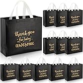 Sanwuta 12 Pcs Employee Appreciation Day Gift Bag for Social Worker Bulk with Handles Thank You Coworker Reusable 12.2 x 4.7 x 11 in Thank You for Being Awesome Gift(Black)