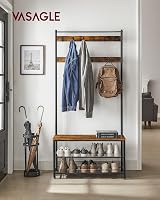 VASAGLE Coat Rack 3-in-1 with Shoe Storage Bench Hall Tree 32 x 85 x 175 cm view 2