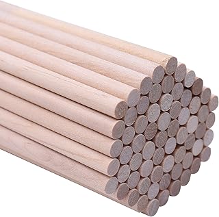 BELLE VOUS Holzstäbe (100 teilige) - 30cm x 5mm Runden Naturholz Dübelstangen - Holzstäbchen für Basteln, Dekoration - Bastelstäbe für Kunst und Handwerks Projekte