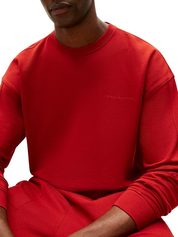 Herren Sweatshirt Track Top mit Rundhalsausschnitt, Rot (Dark Magma), L — Foto 4 von 6