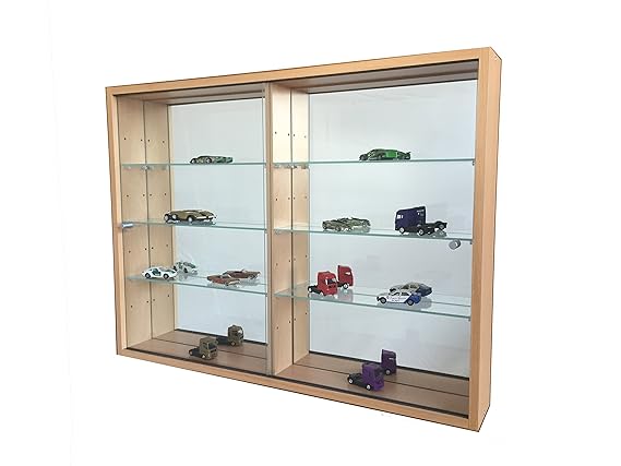 C-Möbel Sammlervitrine Glasvitrine Sammelvitrine Hängevitrine Vitrine Buche Spiegel Schaukasten Glasboden 375 x 70 x 4 mm