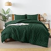 Andency Emerald Green Oversized King Comforter Set 120x98, Boho Oversize King Soft Warm Tufted Bedding Comforter Sets, 3 Pieces Aesthetic Chevron Farmhouse Cute Bohemian Textured Bedding Set