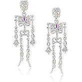 HAISWET Skeleton Skull Earrings for Women Bling Rhinestone Gothic Earrings Silver/Gold Color