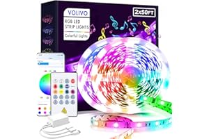 Volivo 100 FT Bluetooth Led Strip Lights Compatible with App Control Remote, 5050 RGB Led Lights for Bedroom, Music Sync Colo