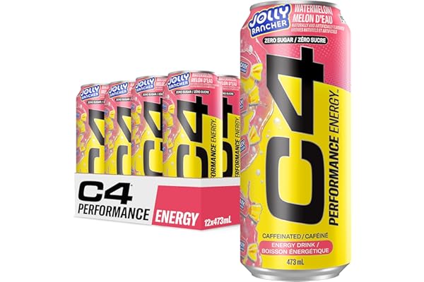 Cellucor C4 Performance Energy Drink, Jolly Rancher Watermelon, Carbonated Sugar Free Drink with no Artificial Colours or Dye