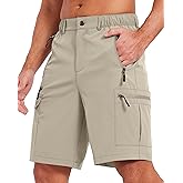 AODULO Mens Hiking Cargo Summer Shorts 9" Quick Dry Lightweight Outdoor Fishing Golf Casual Elastic Waist Loose Fit 6 Pocket