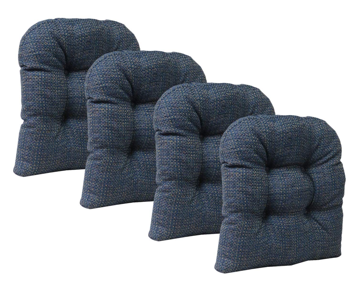 Klear Vu Tyson Gripper Universal Non-Slip Overstuffed Dining Chair Cushion, 4 Pack, Navy 4 Pack