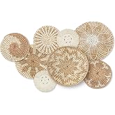 Xuhal 8 Pcs Boho Wall Basket Decor Decorative Bulrush Woven Basket Wall Decor Rustic Farmhouse Hanging Baskets for Kitchen Rustic Home Summer Decorations(Classic)