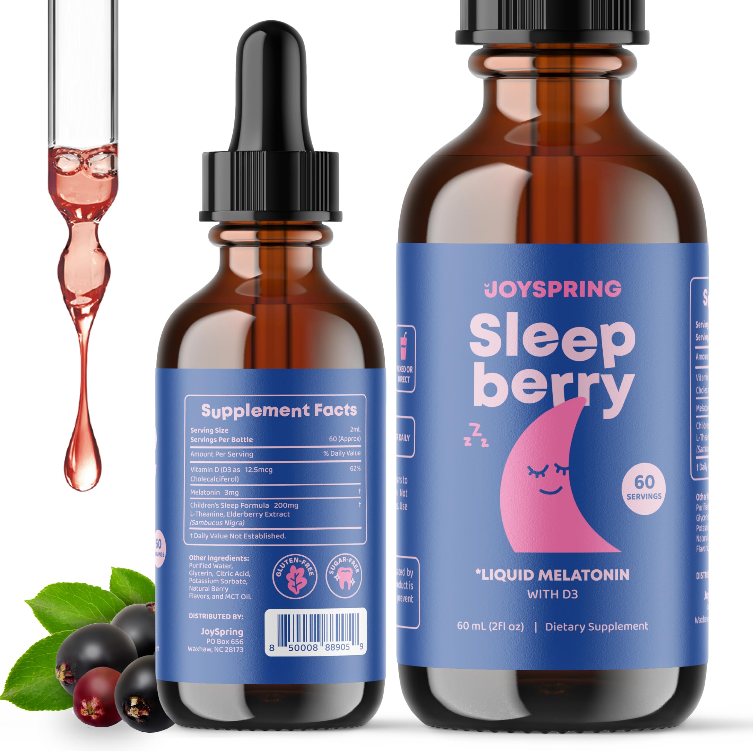 SleepBerry Liquid Melatonin for Kids Natural Sleep Aid with
