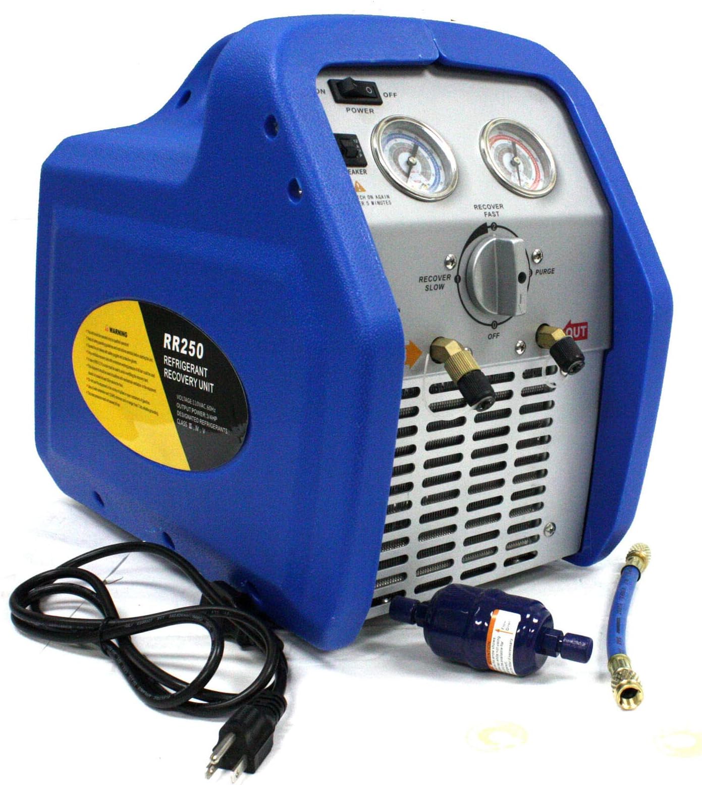 9TRADING RR250 3/4HP Portable AC Refrigerant Recovery Machine 4 HVAC R410A r134a r12 r22