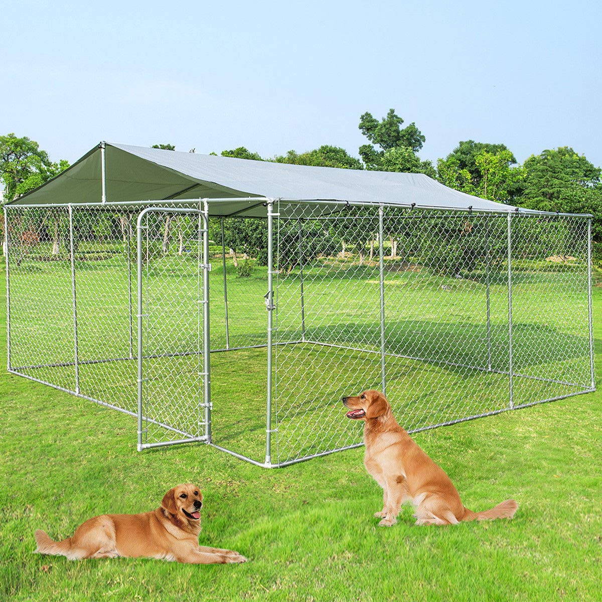 Giantex Large Pet Dog Run House Kennel Shade Cage With Roof Cover
