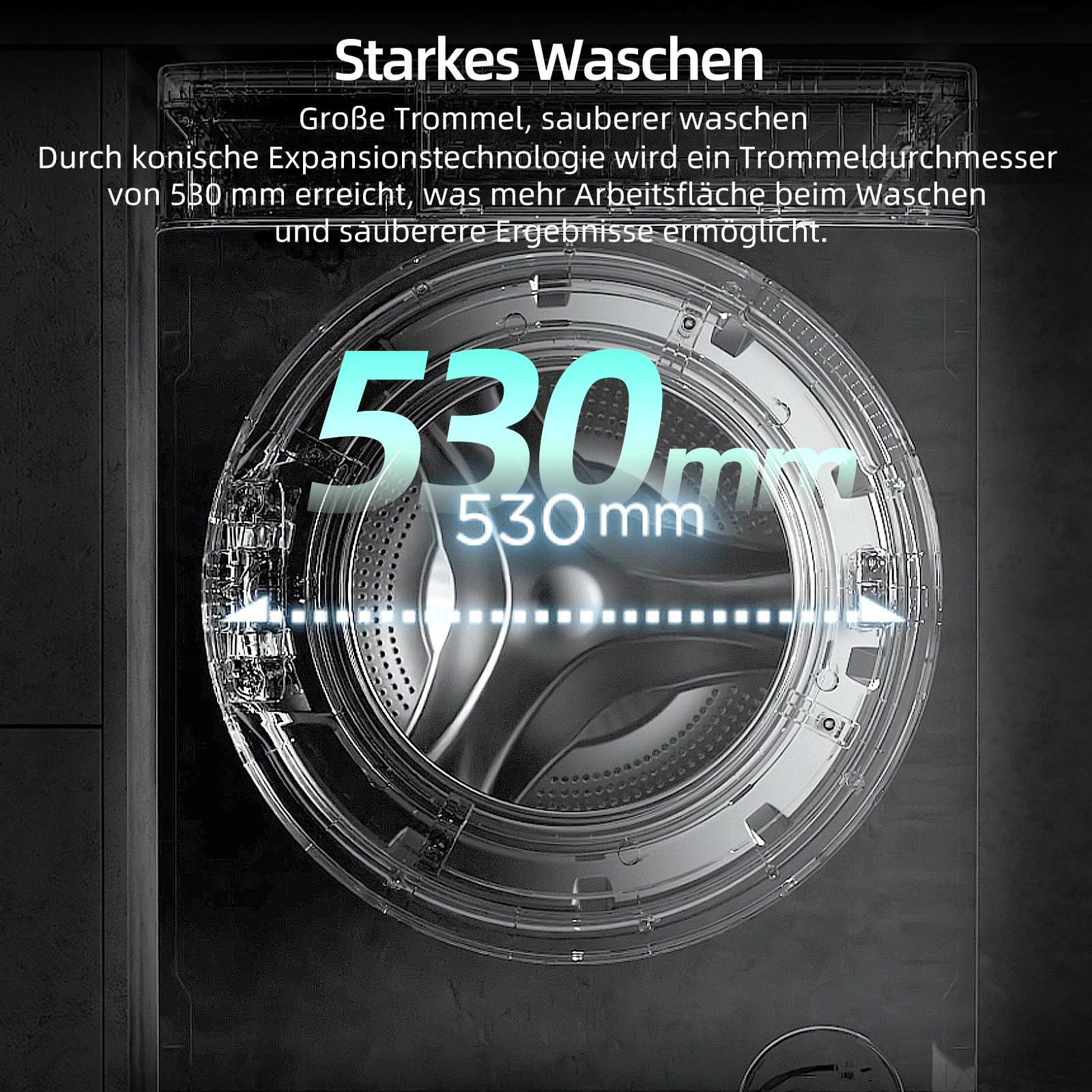 CHiQ CW106581AX Waschmaschine 10 kg, EEK A-10%| LED-Touchscreen, 1400 U/M | 12 Waschzyklen Speed Wash, Eco, Dampf, Timer| Frontlader washer, Wohnungen, Hotels, Schwarz 7