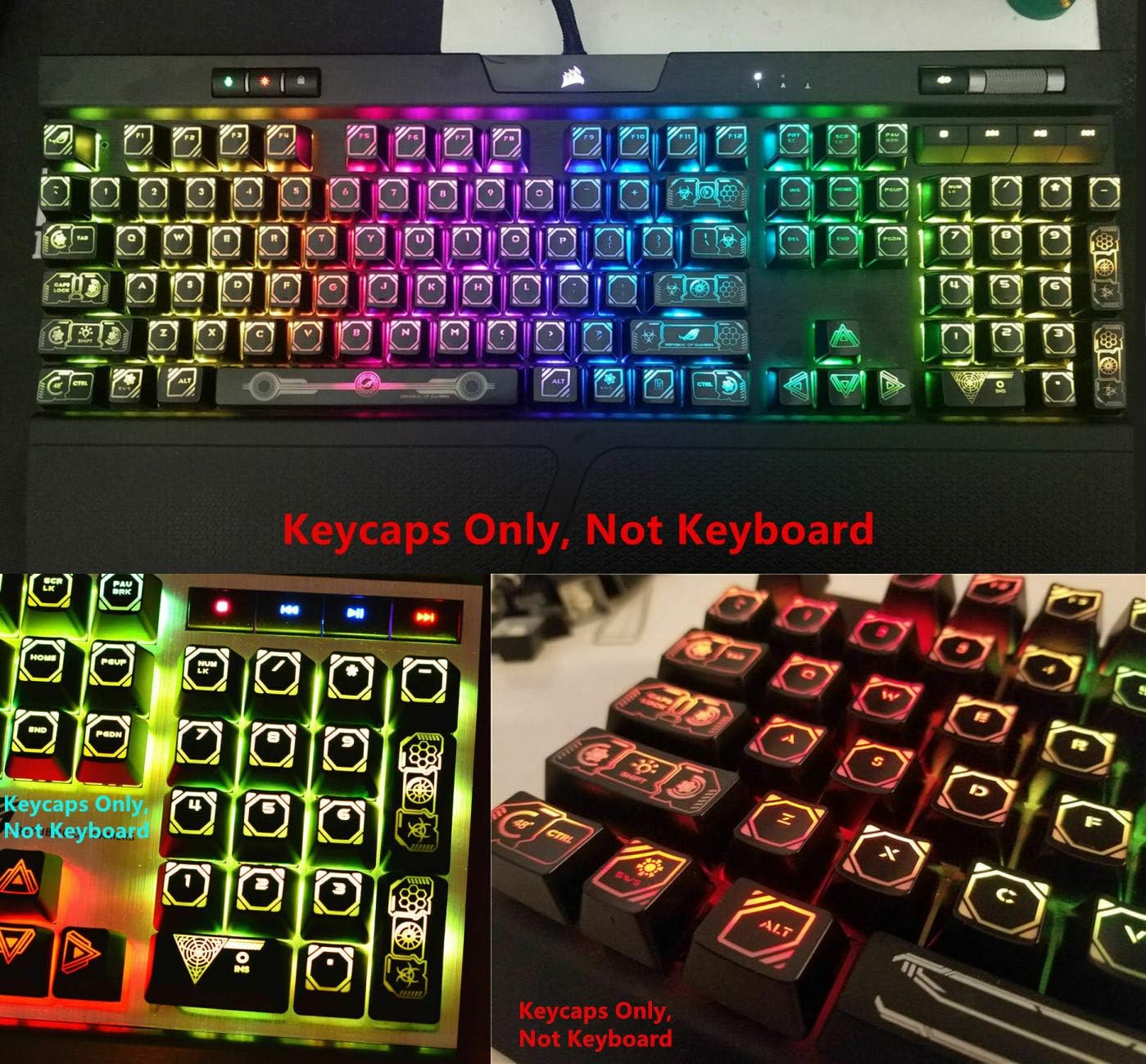 104 Keys Laser Backlit Keycap For Corsair K70 Rgb Lux K95 Platinum Rgb Strafe Mechanical Keyboards Gaming Game Hardware Gaming Keyboards