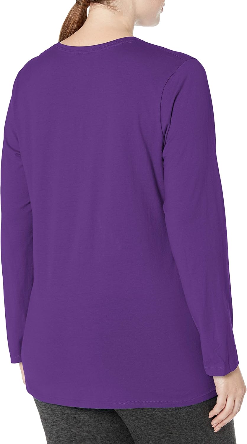 JUST MY SIZE Women's Plus Size Vneck Long Sleeve Tee at  Women’s Clothing store
