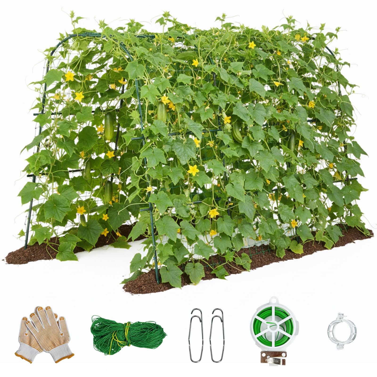 163x122CM Cucumber Trellis for Raised Bed,U-Shape Garden Climbing Plants Outdoor Metal Arch Trellis,Detachable Support for Zucchini Cucumber Plant Support Frame,Foldable Tunnel for Growing Vines