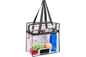 CLEARWORLD Stadium Approved Clear Tote Bag, Stadium Security Travel & Gym Clear Bag12"x6"x12"