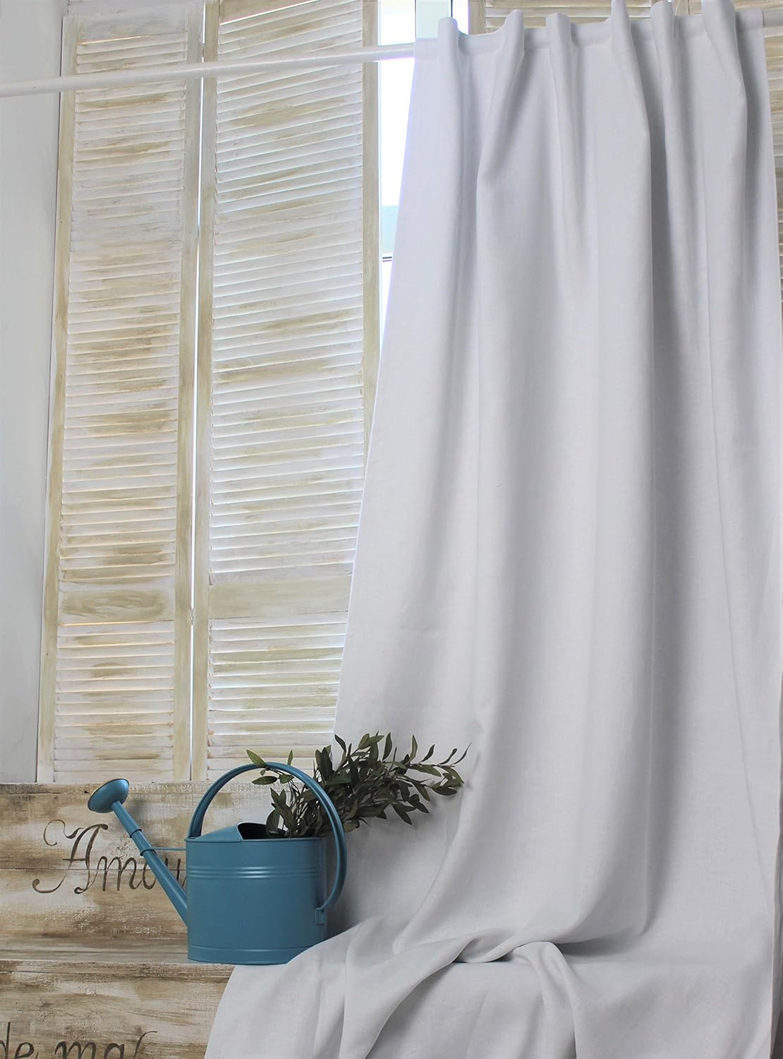 Amazon Com Linen Curtain Panel Blackout Lined Back Tabs Top