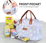 HOMESPON Insulated Lunch Bag for Women Men Blue Daisy Large Capacity view 2