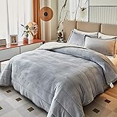 3-Layer Luxury Flannel Fleece Thick Bed Blanket Full Queen Size, Soft Plush Velvet Sherpa Blanket with 2 Pillow Shams Heavy Warm for Winter, Breathable n Washable, Gray