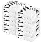 Softopia Cotton Waffle White & Black 12 Pack Kitchen Dish Towels, 100% Cotton, 16x26 inches, Wash Rags for Drying Dishes, Highly Absorbent, Long Lasting Hand Towels Set for Daily Cooking & Cleaning