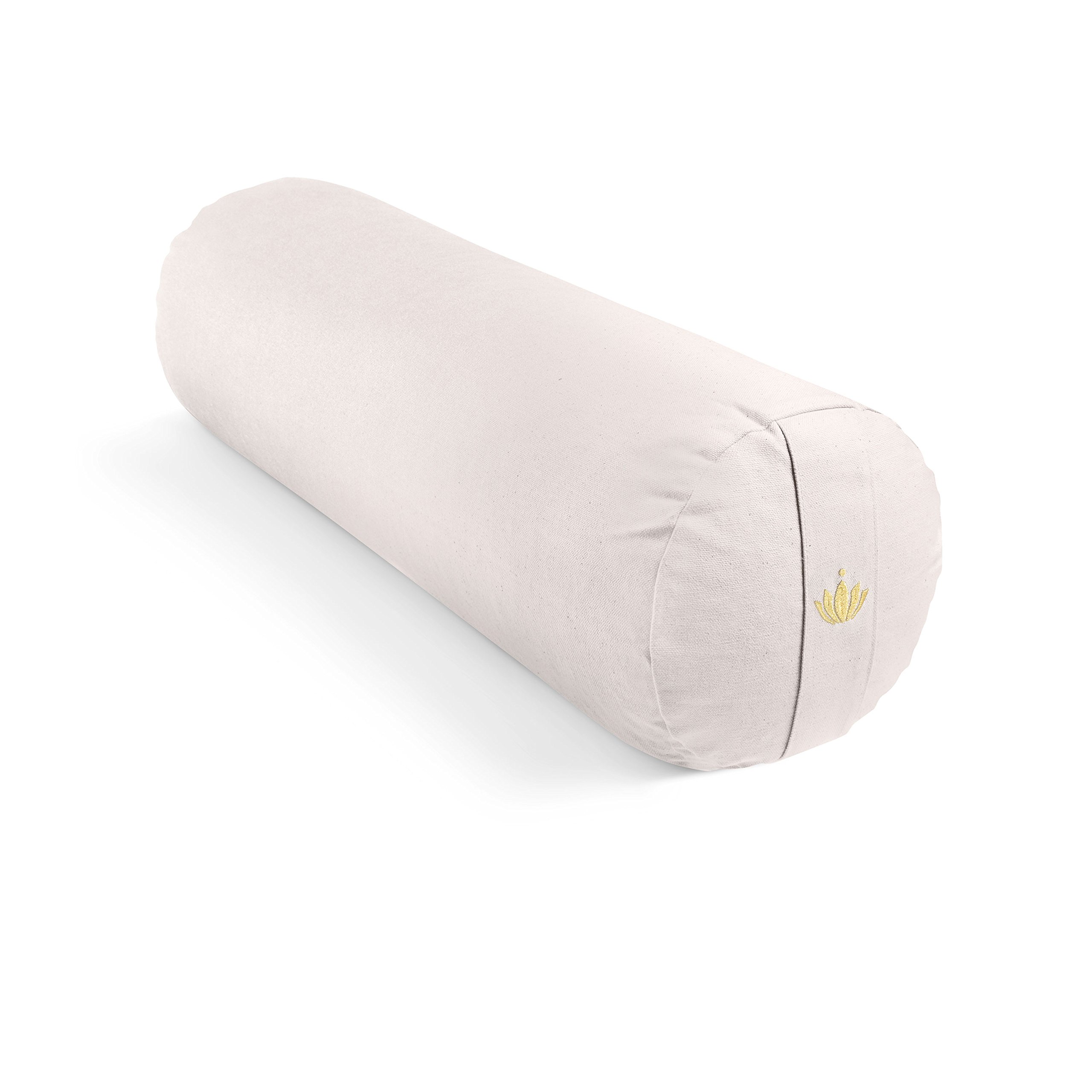 Lotuscrafts Yoga Bolster Roll For Yin Yoga Ø24 cm - Spelt Filling - Washable Cover Organic Cotton - Yoga Bolster Cushion - Yoga Roller - Tube Pillow - Pilates Cushion - Yoga Pillow - GOTS Certified