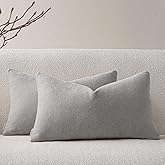 a moment Pack of 2 Decorative Chenille Throw Pillow Covers with Twill Cushion Covers for Sofa Living Room Couch Bed 12x20 Inch Grey