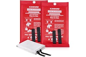 KANHIRO Fire Blanket Emergency for Home Kitchen - Fiberglass Fire Suppression Blanket Great for School, Fireplace, Grill, Car, Office, Warehouse (2 Pack, 39 in X 39 in)
