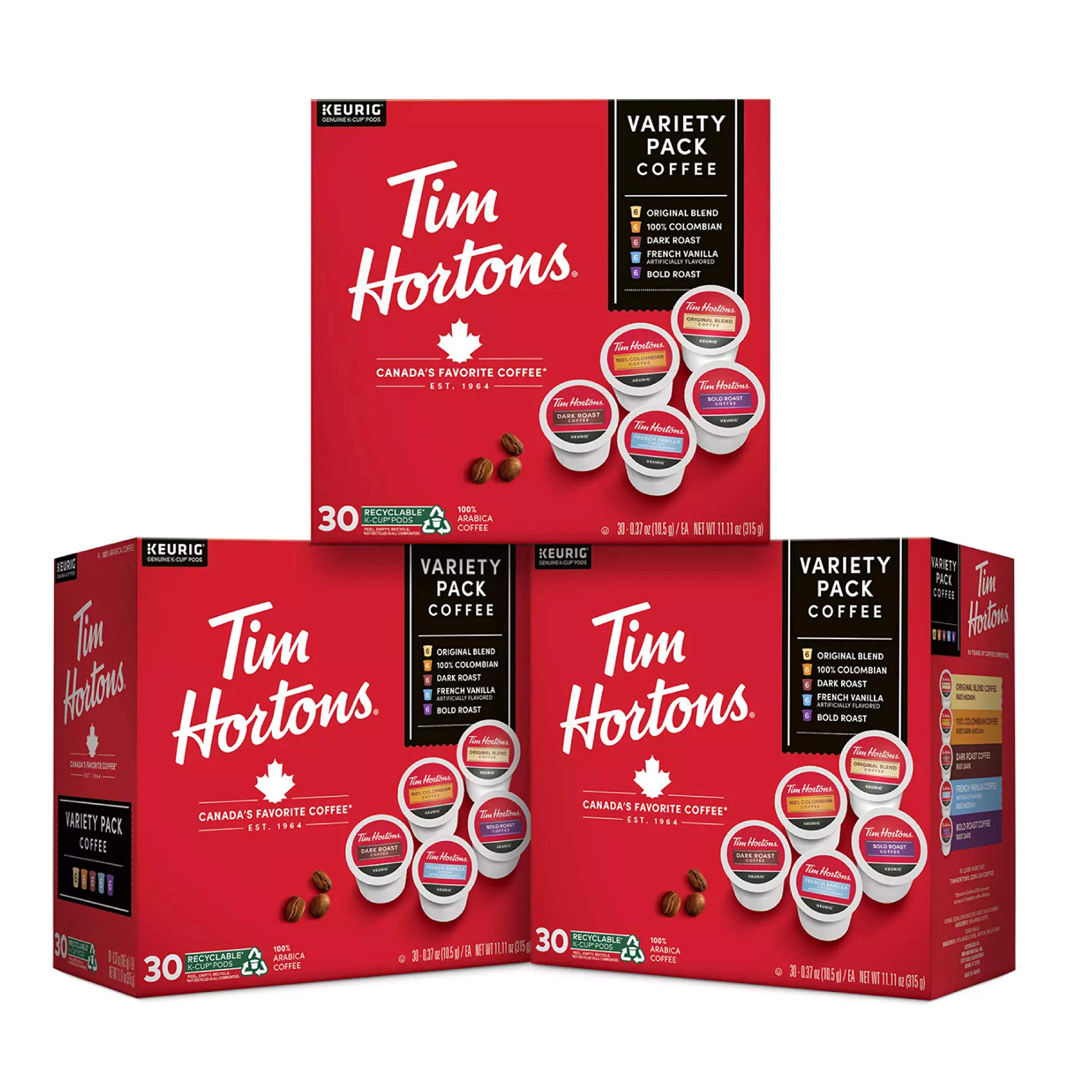 Photo 1 of ***Nonrefundable*** Tim Hortons Coffee Variety Pack, Single-Serve K-Cup Pods Compatible with Keurig Brewers, 90ct K-Cups Total, Red