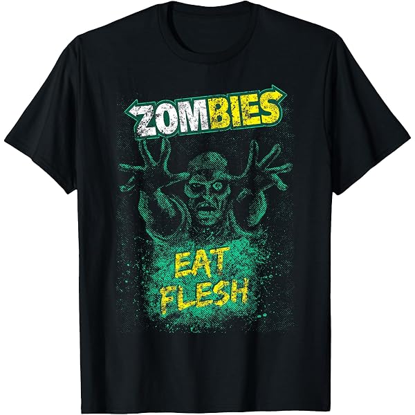 Bullshirt's Men's Zombies Eat Flesh T-Shirt – 100% Cotton, Graphic Tee, Machine Washable