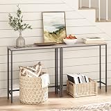HOOBRO Slim Console Table Hallway Metal Frame Greige Black 75x24x75 cm view 2
