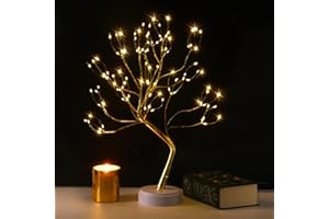 Alfanite Twinkling Tree Fairy Light Spirit Tree Lamp Bonsai Tree Light, Fairy Light Tree, Cute Room Decor Aesthetic Decor, Night Light Lamp, Twinkle Tree, (Gold Branches 108 LED)
