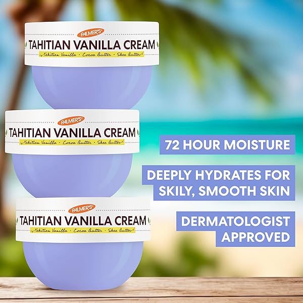 PALMER’S COCOA BUTTER FORMULA BODY CREAM, MOISTURE DRENCHING TAHITIAN VANILLA, 8.8 OZ, 72HR HYDRATION WITH SHEA BUTTER & VITAMIN E FOR SOFTER SKIN, PROTECTS & SOOTHES DRYNESS, DERMATOLOGIST APPROVED