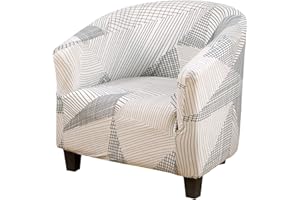 GULI Velvet Tub Chair Covers for Armchairs, Club Chair Slipcover, Wing Back Covers Stretch Sofa Covers Spandex Plush Seat Covers Furniture Protector Removable Washable for Living Room (Pattern-Black&White)