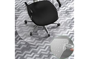WASJOYE Desk Chair Mat for Carpet, 36" Round Transparent Mats with Extended Lip for Chairs Good for Desks Office and Home, Heavy Duty Rolling PVC Mat for Chair on Carpet for Work, Home, Gaming