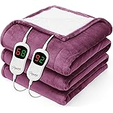Homemate Electric Heated Blanket Queen - 84"x90" Heating Bed Blankets Throw with 10 Heating Levels 8 Hours Auto Off Fast Heating Over-Heated Protection Ultra Soft Warm Flannel ETL Certified Purple