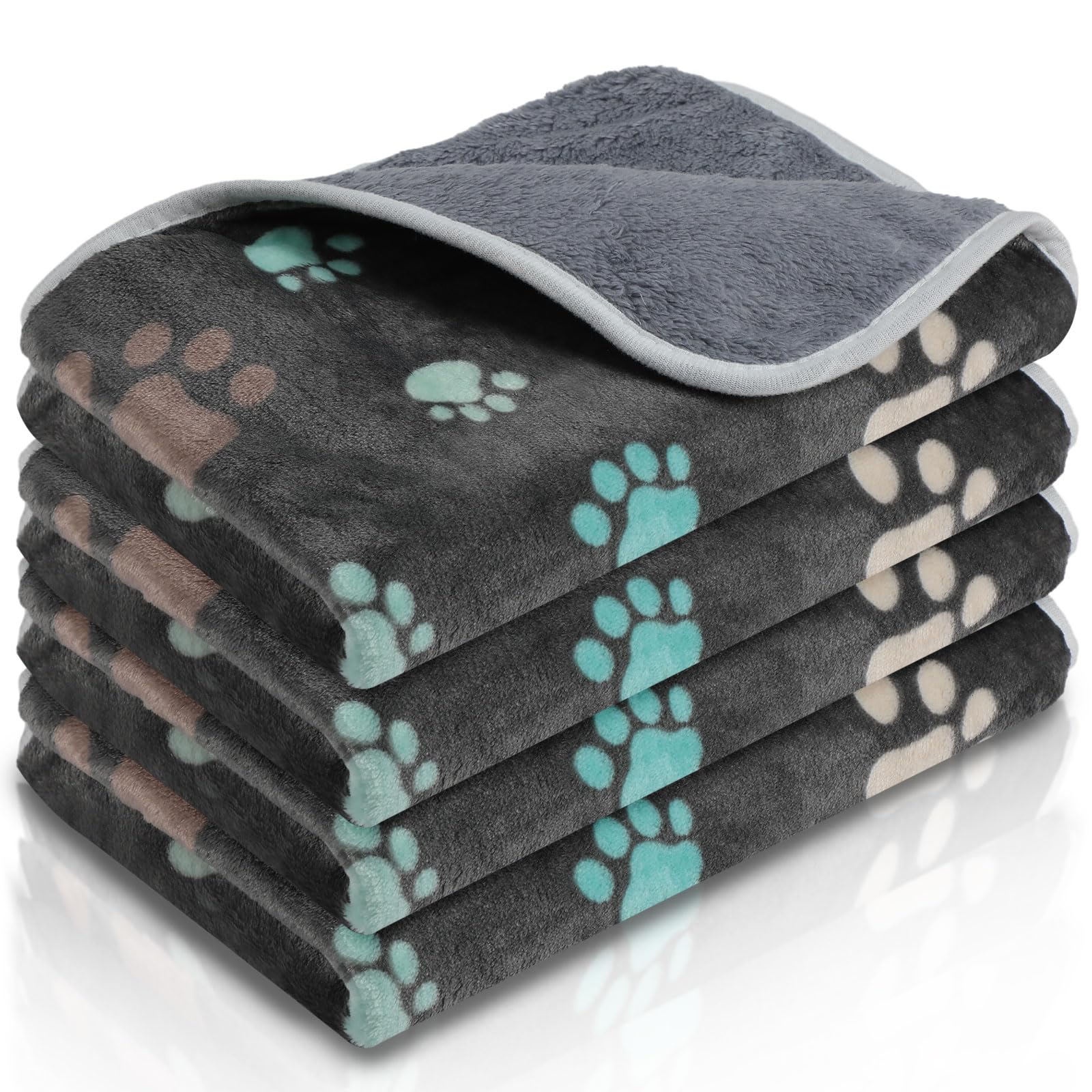 Namalu 4 Pcs Waterproof Guinea Pig Blankets Washable Small Animal Fleece Bedding Absorbent Guinea Pig Cage Liners Reusable Pet Pee Pad Sleep Mat Pad Cover for Hamster Ferret (Cute Paw, 24 x 16 Inch)